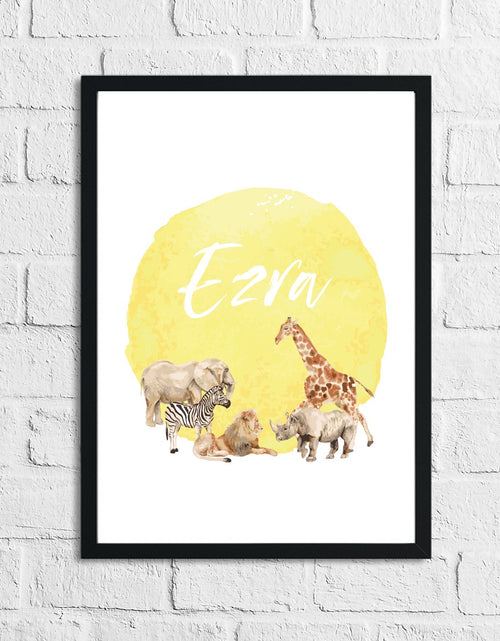 Load image into Gallery viewer, Personalised Zoo Animals Sand Yellow Name Children's Room Wall Decor Print by WinsterCreations™ Official Store
