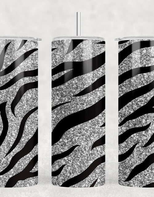 Load image into Gallery viewer, Zebra Print  - 20 oz Steel Skinny Tumbler - Optional Blue Tooth Speaker - Speaker Color will Vary by Rowdy Ridge Co
