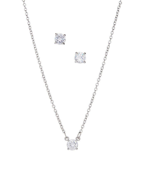 Load image into Gallery viewer, White Gold Cubic Zirconia Necklace and Earring Set for Women by Hollywood Sensation®
