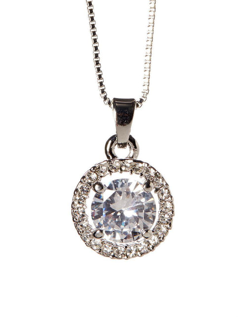 Load image into Gallery viewer, Round Halo Crystal Pendant Necklace by Hollywood Sensation®
